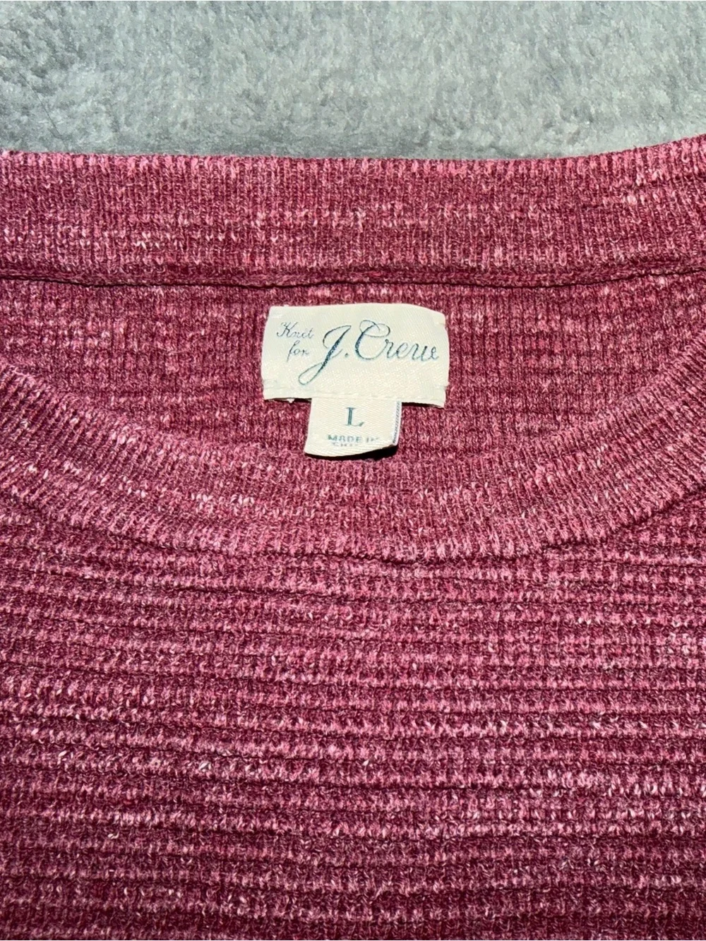 J. Crew Burgundy Crewneck Sweater with White Chest Stripes